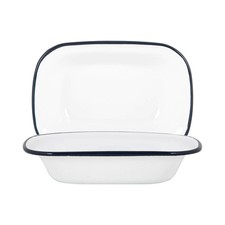 2x White Enamel Pie Dishes
