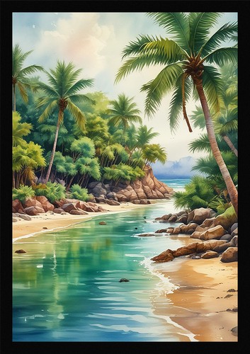 Serene tropical beach framed - serene,