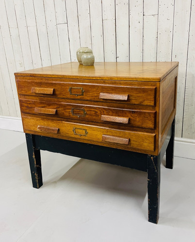 Vintage oak plan chest - chest, mid