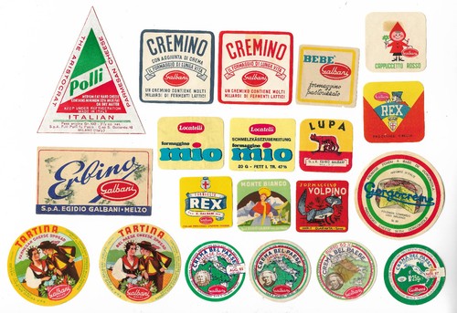 Old italian cheese labels - old,