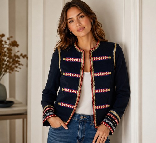 Monsoon navy embroidered - navy,