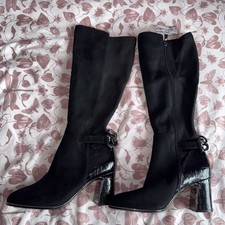 Moda In Pelle Lizeth Black Suede Knee High Boots Size UK 6 BNWT 