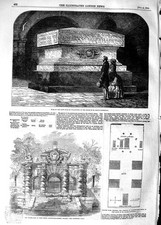 Old Antique Print 1854 Tomb