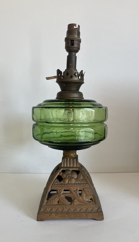Vintage cast iron green glass - green,