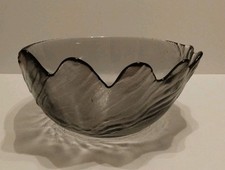 Wedgwood Crystal Wave Large Salad/Fruit Bowl by Anita Harris Retro Smoked Glass