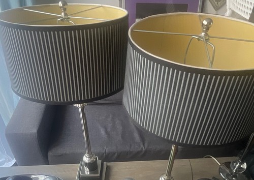 Pair table lamps striped drum - lamps,