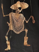 Black Gold Skeleton Puppet T-Shirt Top~M 12 38~Cotton~Liberty London~RRP £79~NEW