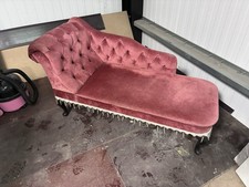 Vintage Pink Velour small Chaise Lounge (Bed End /window / Sofa / Stool)