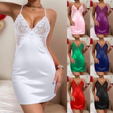 UK Womens Sexy Lace Satin Silk