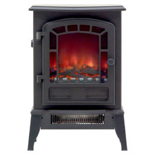 Ripon Electric Stove Black | 2000W Heater | LED Flame Effect | 37m² Coverage
