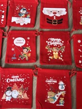 Mini Velvet Christmas Drawstring Gift Bags / Stocking Fillers / Tree Hanging Set
