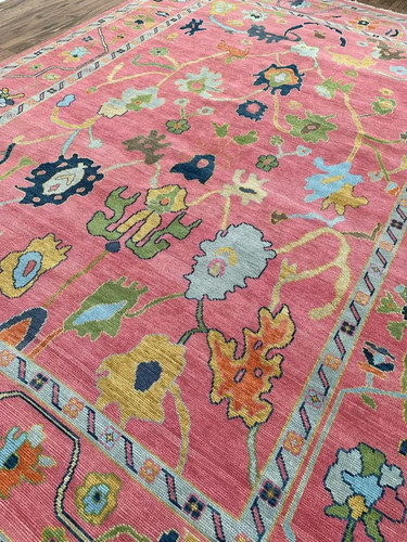Hand knotted wool oushak - wool, rug