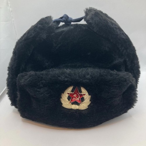Russian ushanka black fur - russian,