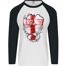 Gym St. George's Cross English Flag England Mens L/S Baseball T-Shirt