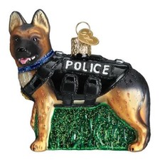 K-9 Police Dog Glass Ornament