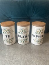 Rare Portmeirion Vintage Siwgwr, Blawd & Te (Sugar, Flour & Tea) Storage Jars