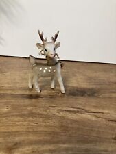 Reindeer VINTAGE Hard Plastic Blue Eyed W/Bell Figure Made In Hong Kong