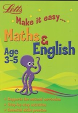 LETTS MATHS & ENGLISH AGE 3-5 ACTIVITY LEARNING BOOK - 2 BOOKS IN 1 NEW PB