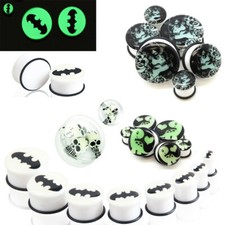 2 Glow In Dark Punk Acrylic Flared Flesh Tunnel O-ring Ear Plug Trumpet Expander