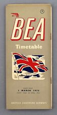 BEA BRITISH EUROPEAN AIRWAYS AIRLINE TIMETABLE MARCH 1952 WITH AMENDMENTS NO.9