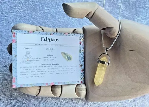 Citrine crystal necklace - citrine,