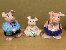 NatWest Wade Pig Set x3 – Woody Hilary Maxwell Figurines Vintage