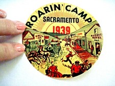 Crazy Vintage Luggage Label  For "Roarin' Camp" 1939 Sacramento * 