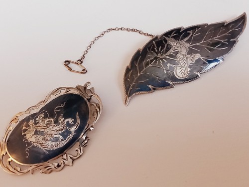 Vintage pair saimese niello - pair,