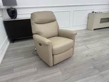 Furniture Village Lille Pebble Leather Armchair Power Recliner+Swivel+Rocking