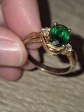 Vintage B&B Brooks And Bentley Simulated Emerald Clear CZ Gold Plated 925 Ring