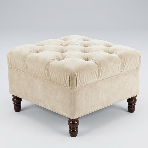 Luxury button tufted footstool - luxury,