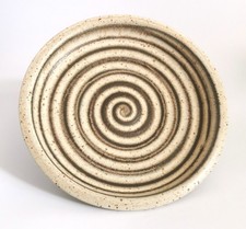 Cley Pottery Norfolk Studio Pottery Oatmeal & Brown Swirl Plate Stamped