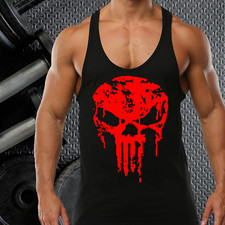 SKULL GYM GYM VEST STRINGER BODYBUILDING MUSCLE TRAINING TOP FITNESS SINGLET