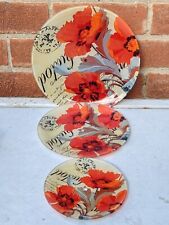 3 Tier Poppy Floral Glass Cake Stand, Leonardo Collection, 24.5, 19.5, 15cm VGC