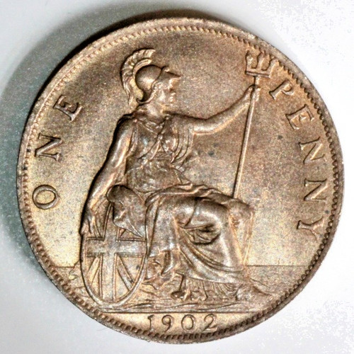 1902 edward vii one penny - 1902,