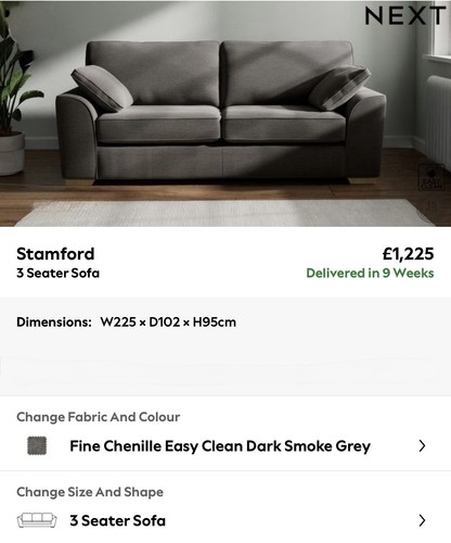 Next stamford seater - stamford, sofa