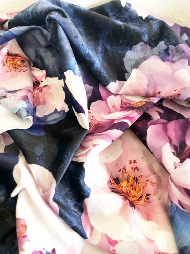 Floral velvet fabric remnant - velvet,