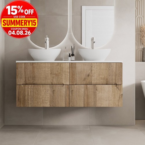 1200 oak white marble vanity - oak,