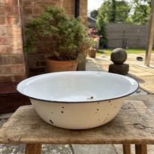 Vintage enamel deep large bowl - vintage,