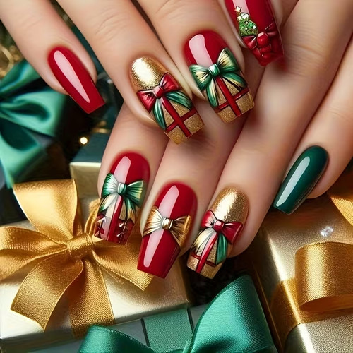 Nail set with 24pcs christmas - nail,