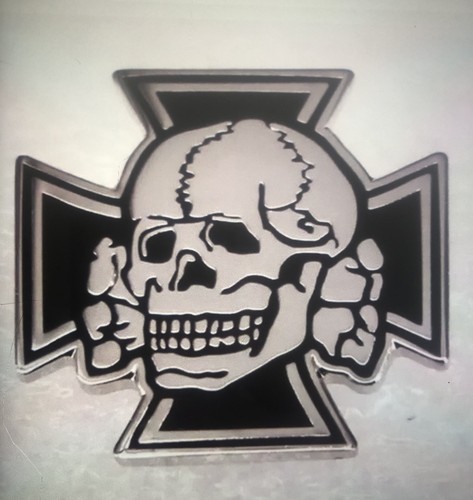 Biker skull and cross - and, enamel
