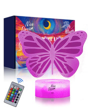 Butterfly 3D Night Light, Gift Night Lamp for Kids, 7 Colours Change with Remote