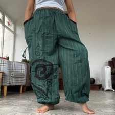 Green Harem Pants Wide Leg