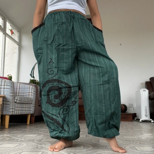 Green harem pants - green, wide