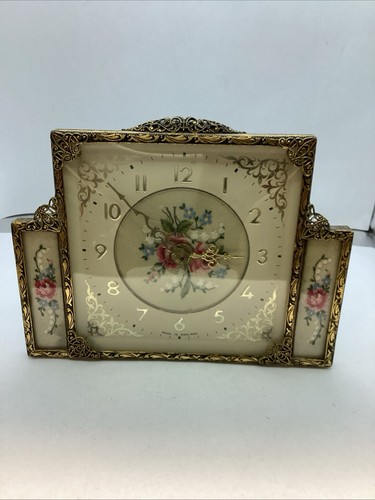 Vintage table clock floral - vintage,