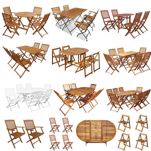 Solid acacia wood garden table - wood,
