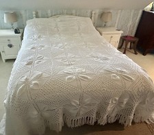 Vintage White, Knitted, King Sized Bedspread, 100% Cotton (crochet, Double)