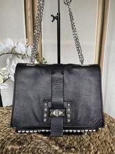 ZARA Woman black leather studded handbag shoulder bag