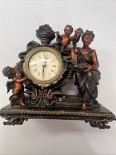 Richard Ward Winchester Cherub Mantle Clock Working Retro Home Decor 9.5” Tall
