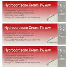 3x Hydrocortisone Cream 1%  Inflammation, Skin Bites, Irritated Itchy Skin -15g